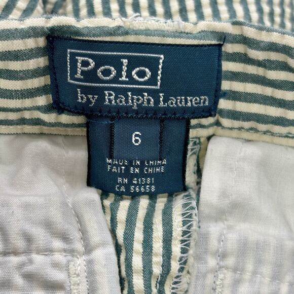 Polo Ralph Lauren Boys Size 7 Green Striped Cotton Seersucker Pants Preppy - Picture 2 of 6